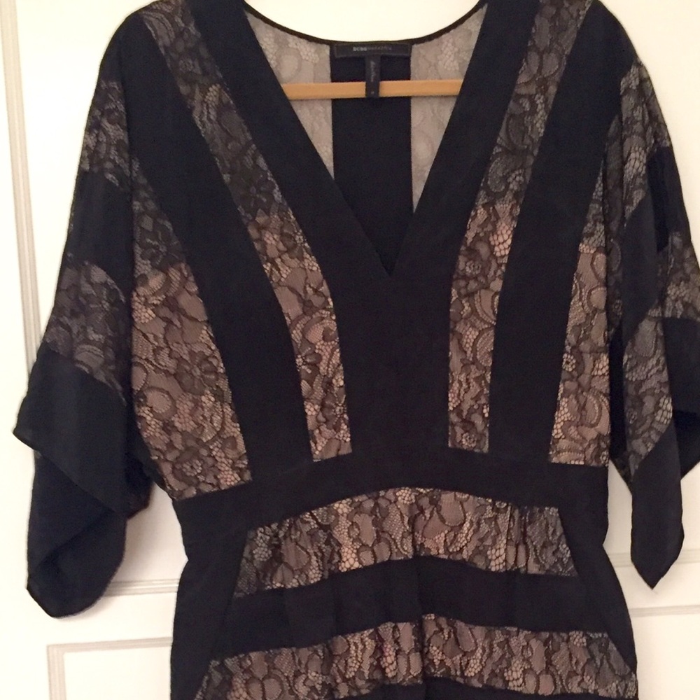 BCBGMaxAzria Black and Cream Lace Dress